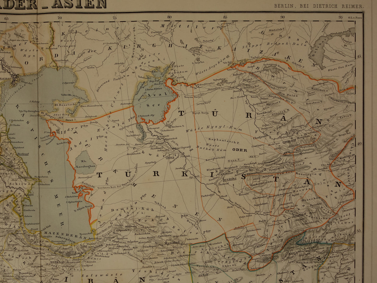 MIDDEN-OOSTEN Grote Oude Kaart van Turkse Rijk Perzië Kaukasus 1855 Originele Antieke Landkaart Turkije Saoedie-Arabië Iran Irak