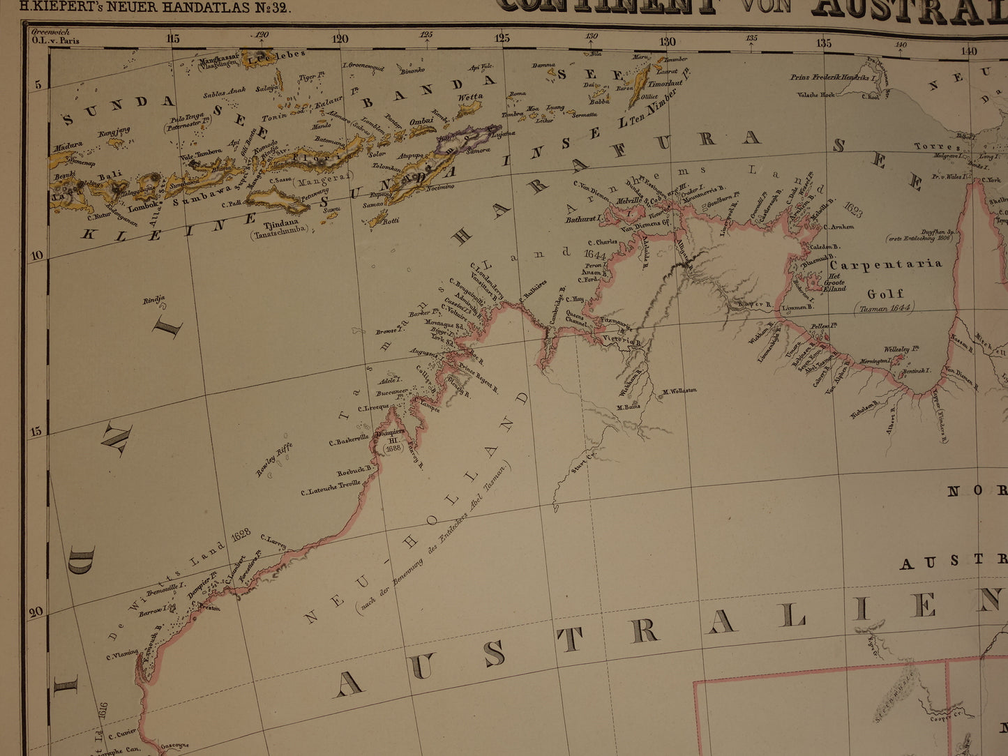Australië & Nieuw-Zeeland Grote Antieke Landkaart 1857 Originele Handgekleurde Kaart