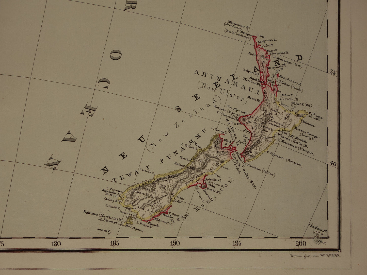 Australië & Nieuw-Zeeland Grote Antieke Landkaart 1857 Originele Handgekleurde Kaart