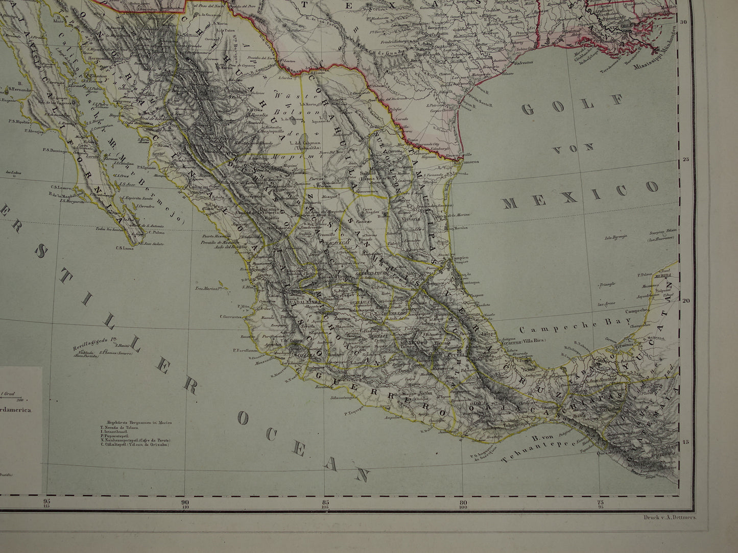 Verenigde Staten Westkust oude kaart van VS in 1857 originele antieke landkaart Amerika vintage poster