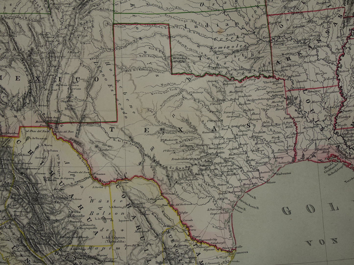 Verenigde Staten Westkust oude kaart van VS in 1857 originele antieke landkaart Amerika vintage poster