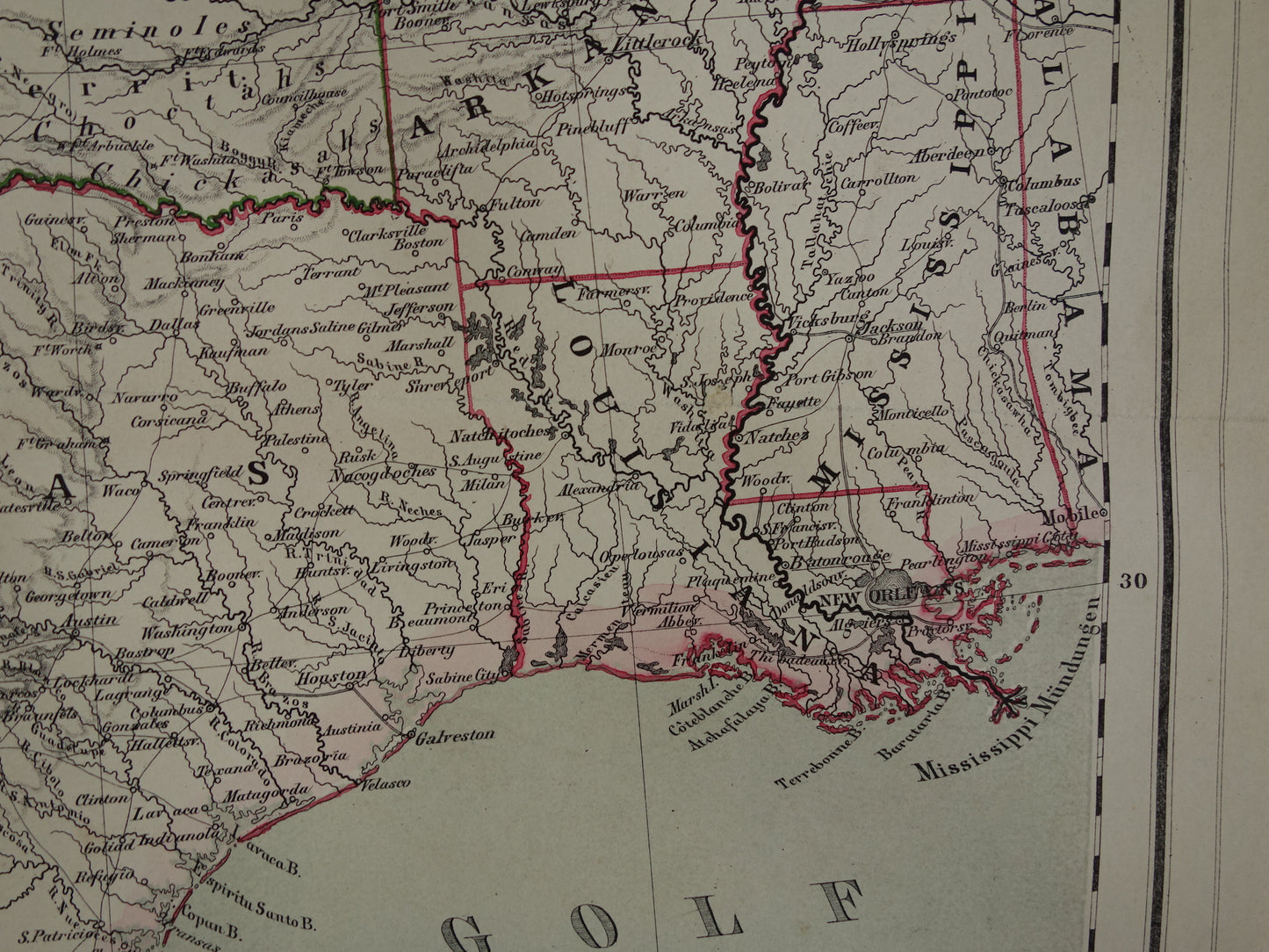 Verenigde Staten Westkust oude kaart van VS in 1857 originele antieke landkaart Amerika vintage poster