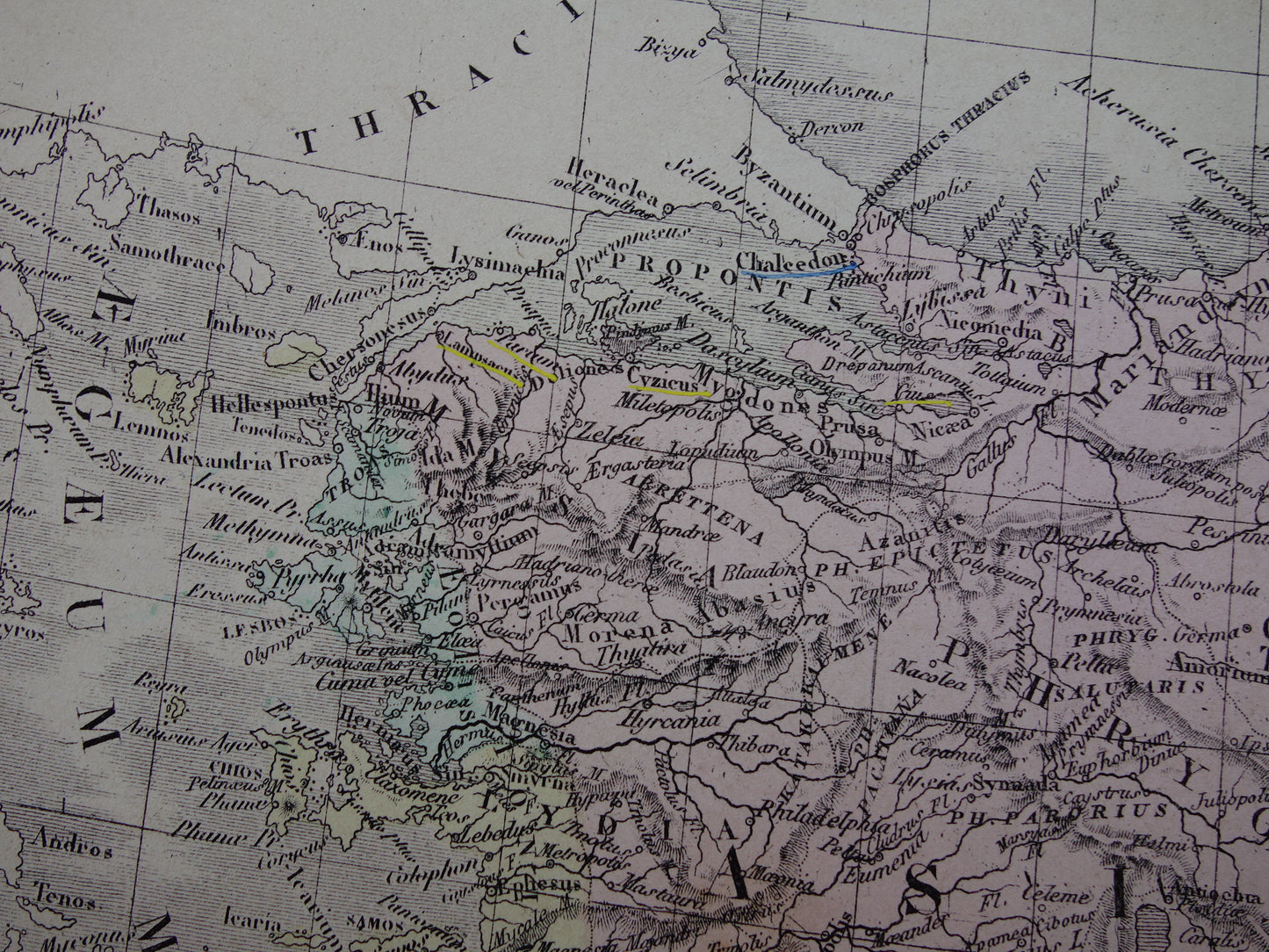 ASIA MINOR oude kaart van Turkije Perzië in de oudheid 1876 originele grote antieke landkaart Midden-Oosten geschiedeniskaart Perzische Rijk