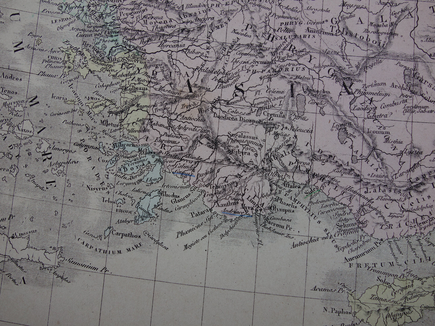 ASIA MINOR oude kaart van Turkije Perzië in de oudheid 1876 originele grote antieke landkaart Midden-Oosten geschiedeniskaart Perzische Rijk