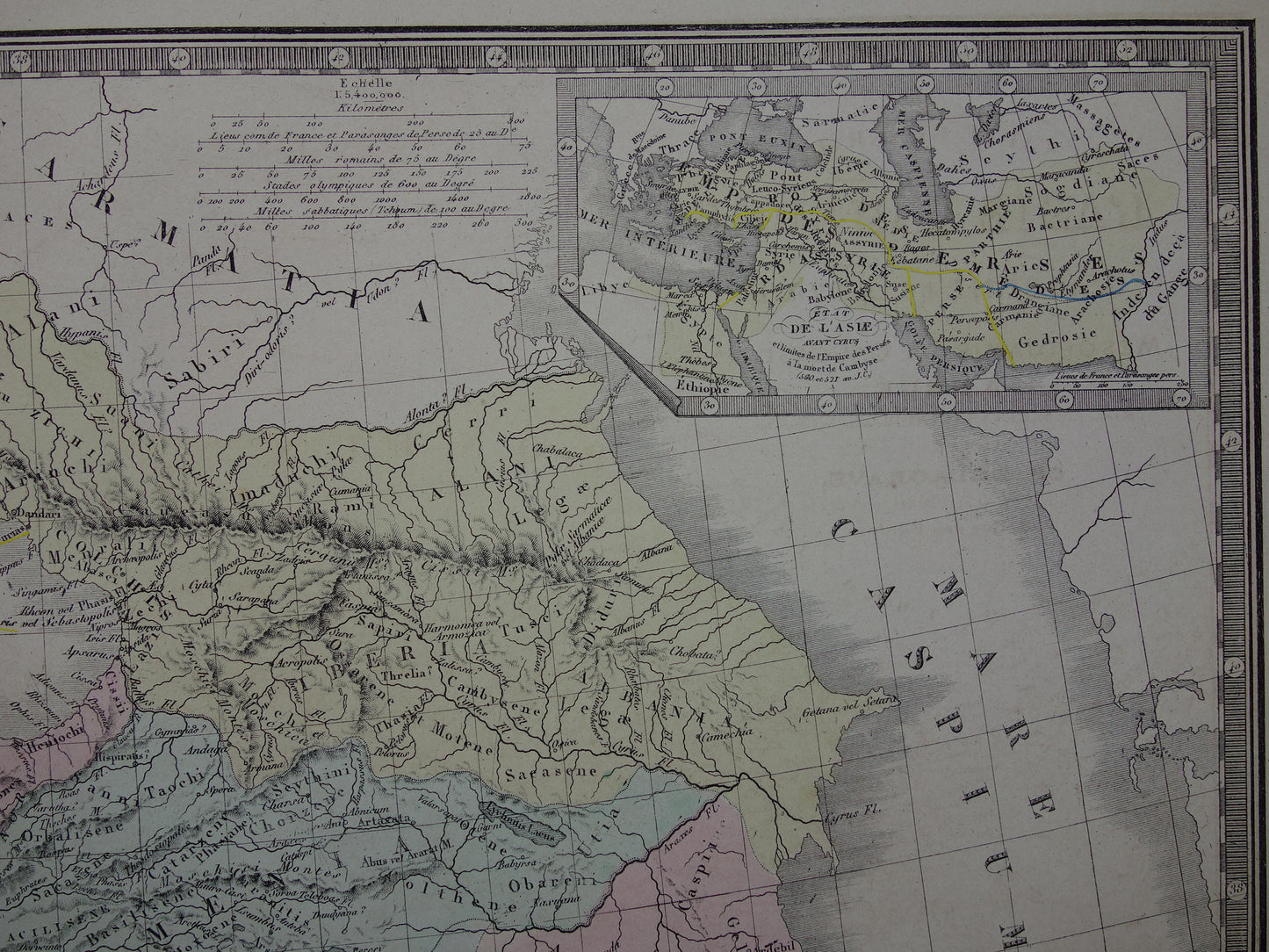 ASIA MINOR oude kaart van Turkije Perzië in de oudheid 1876 originele grote antieke landkaart Midden-Oosten geschiedeniskaart Perzische Rijk