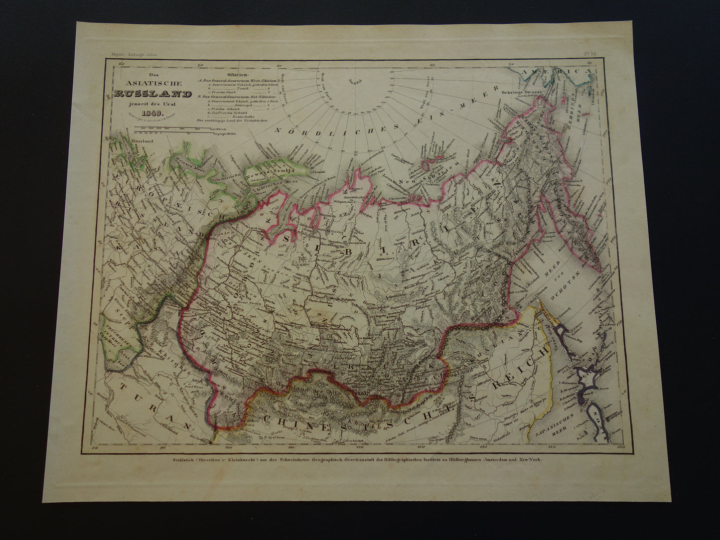 SIBERIE oude kaart van Russische Rijk in Azië antieke landkaart Siberië Nova Zembla Noordpool met jaartal - vintage kaarten