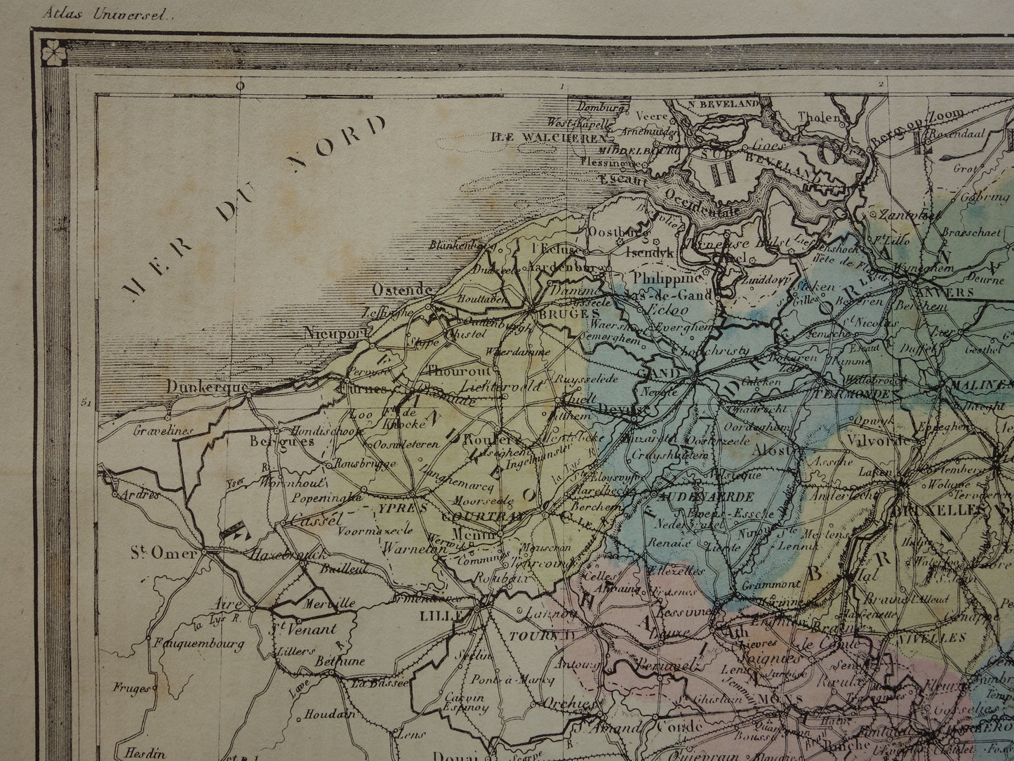 BELGIË antieke kaart van België 140+ jaar oude Franse handgekleurde landkaart Brussel Antwerpen