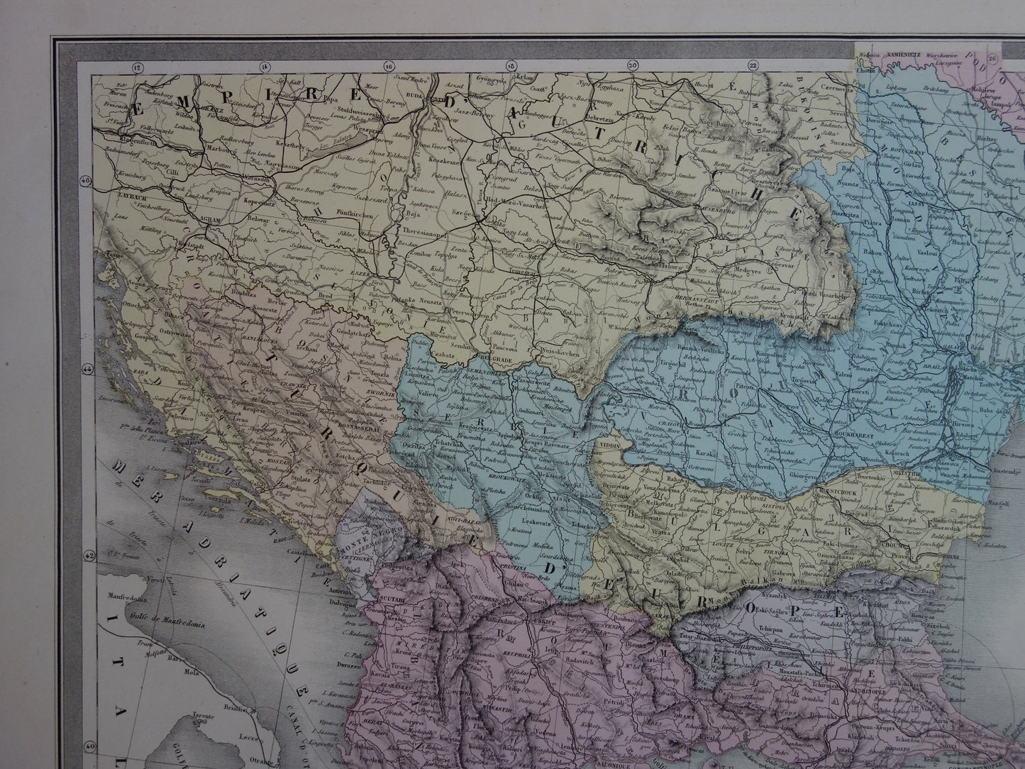 Grote oude landkaart van Oost Europa uit 1883 Antieke kaart Balkan Kaukasus met jaartal XL Kaarten