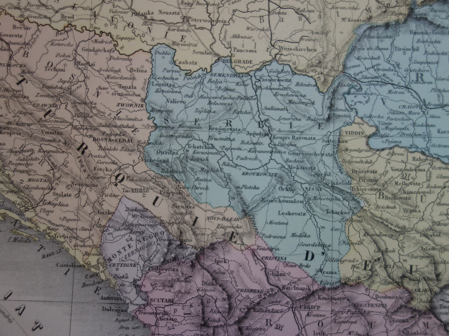 Grote oude landkaart van Oost Europa uit 1883 Antieke kaart Balkan Kaukasus met jaartal XL Kaarten