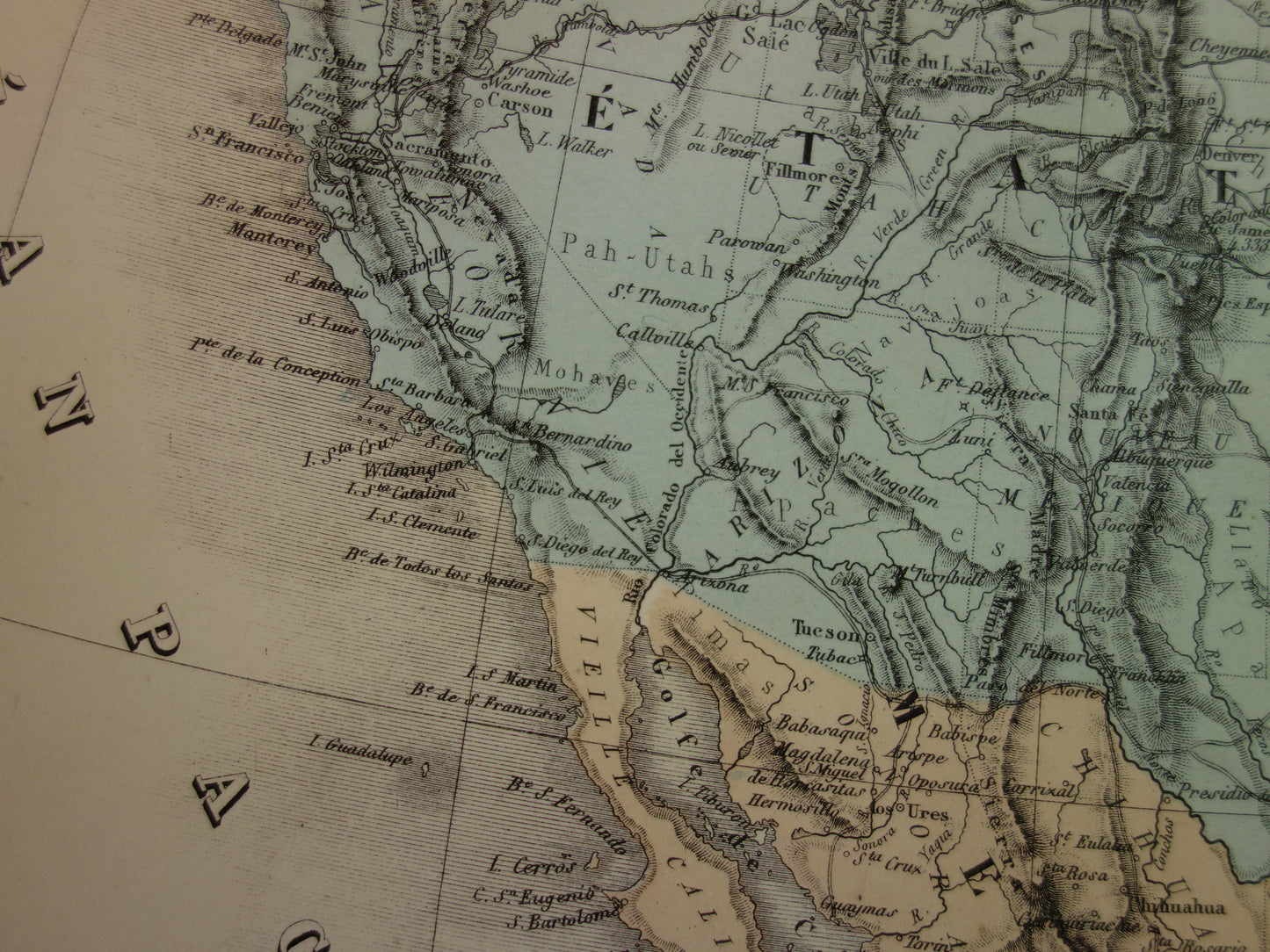 NOORD-AMERIKA Grote oude landkaart uit 1883 originele antieke Franse kaart Canada Verenigde Staten Mexico