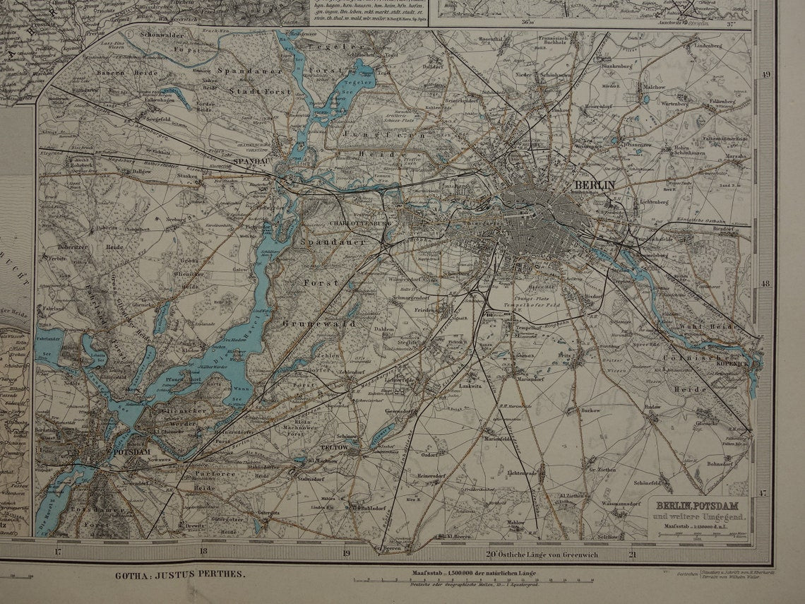 Grote antieke kaart van DUITSLAND landkaart van het Duitse Rijk in 1892 originele 130+ jaar oude kaarten Berlijn Pruissen Polen XXL Zeer Groot
