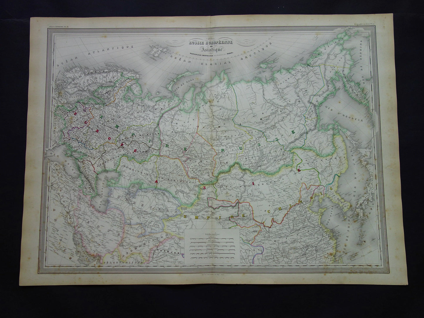 Oude landkaart van Rusland Zeer grote kaart Europees en Aziatisch deel Russische Rijk uit 1858 Originele vintage kaarten