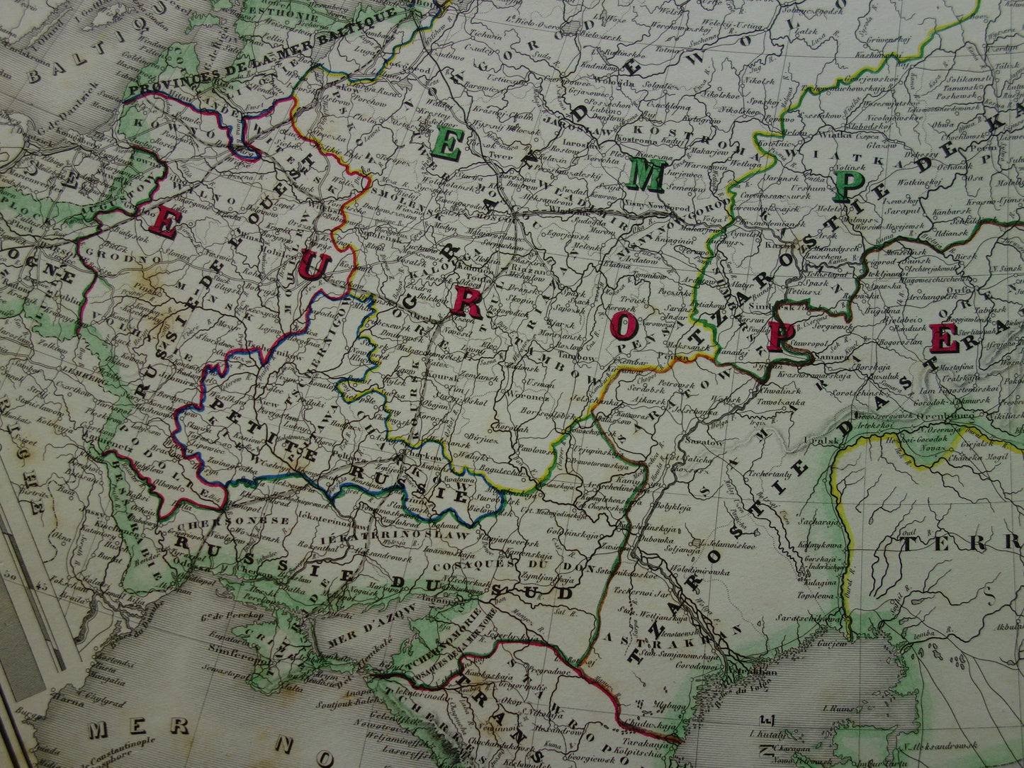 Oude landkaart van Rusland Zeer grote kaart Europees en Aziatisch deel Russische Rijk uit 1858 Originele vintage kaarten