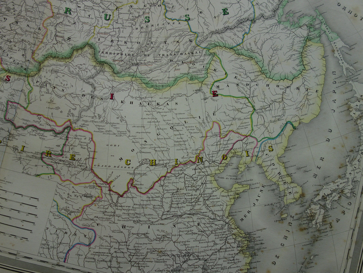 Oude landkaart van Rusland Zeer grote kaart Europees en Aziatisch deel Russische Rijk uit 1858 Originele vintage kaarten