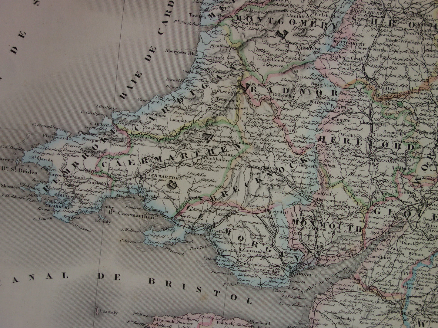 ENGELAND grote oude kaart van Engeland en Wales 1863 originele antieke landkaart London vintage poster