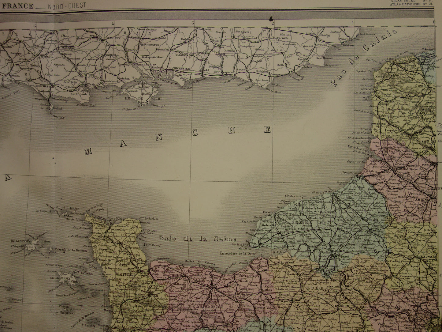 Zeer Grote antieke kaart van Frankrijk 1883 originele oude landkaart poster 106x140 cm Parijs