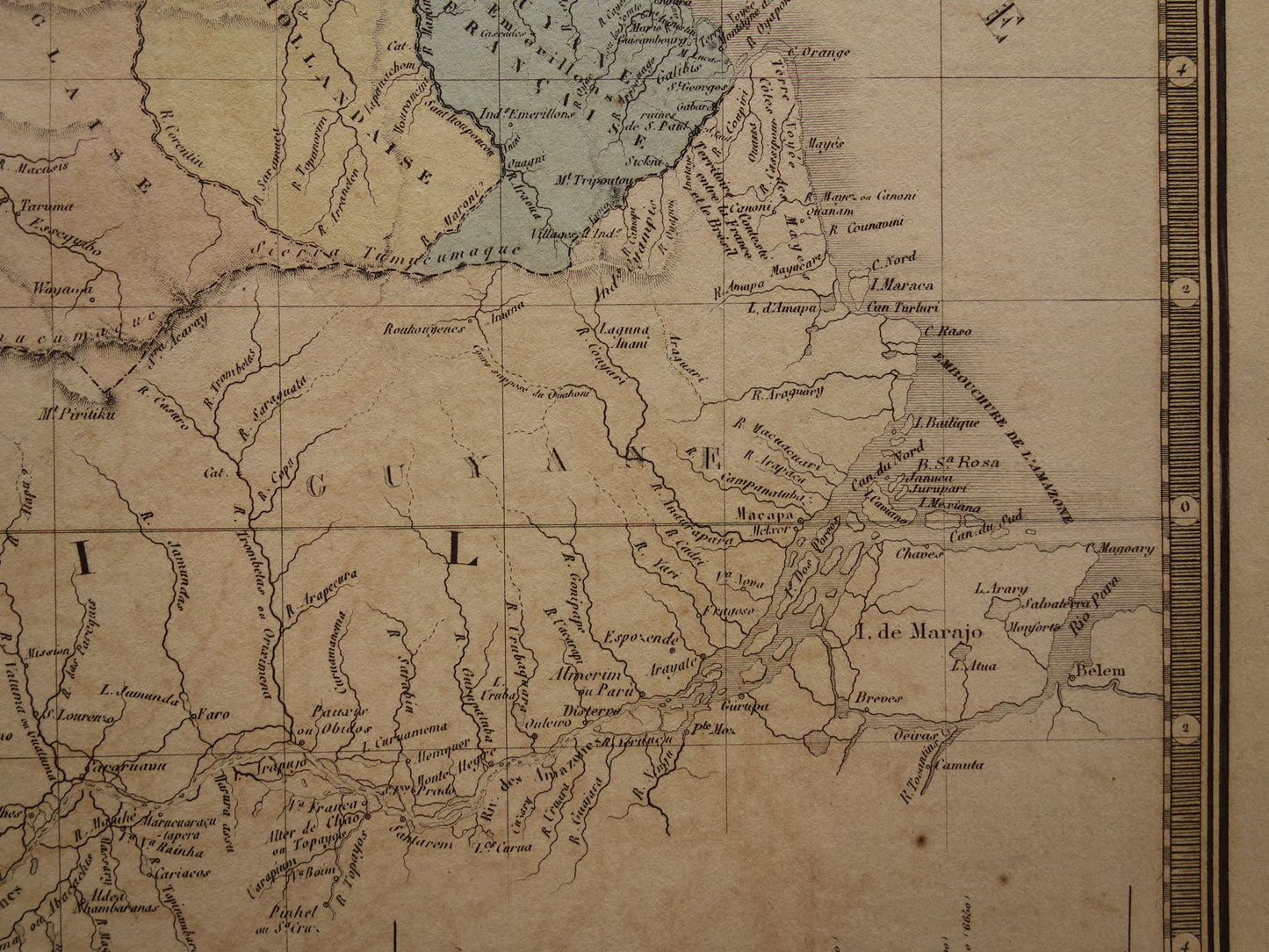 Alte Karte von Kolumbien, Venezuela und Suriname aus dem Jahr 1876. Große originale antike Karte von Ecuador, dem Amazonas und Brasilien.