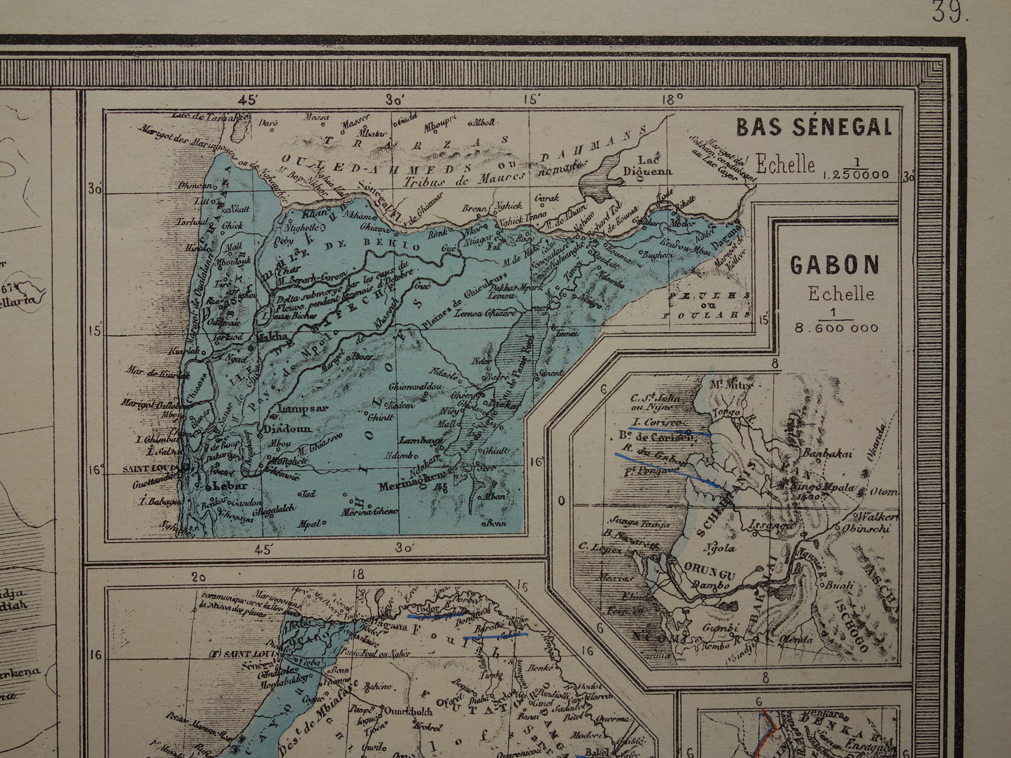 ALGERIJE oude kaart van Algerije en alle Franse Koloniën uit 1876 Antieke grote landkaart poster Frankrijk