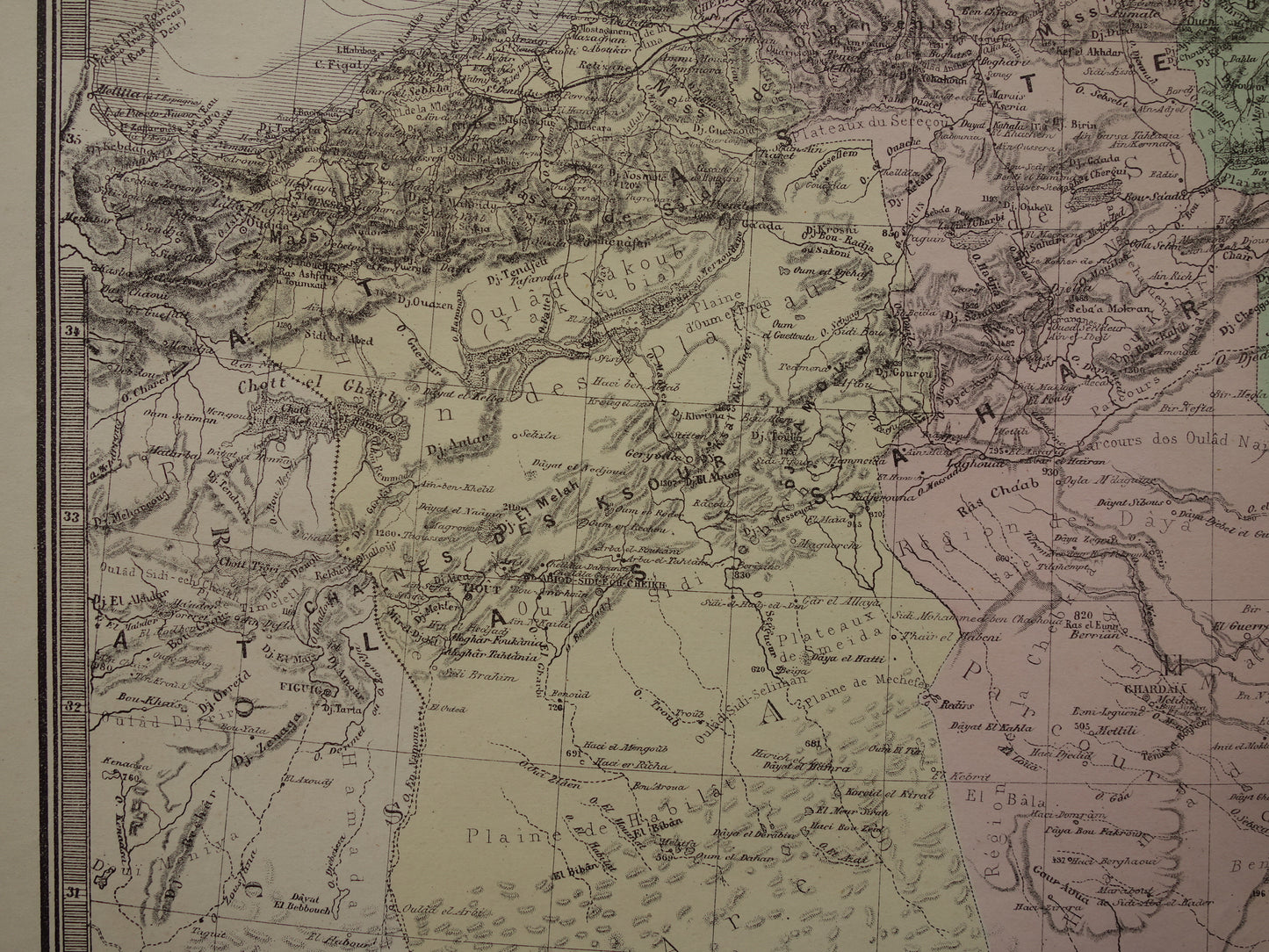 ALGERIJE oude kaart van Algerije en alle Franse Koloniën uit 1876 Antieke grote landkaart poster Frankrijk