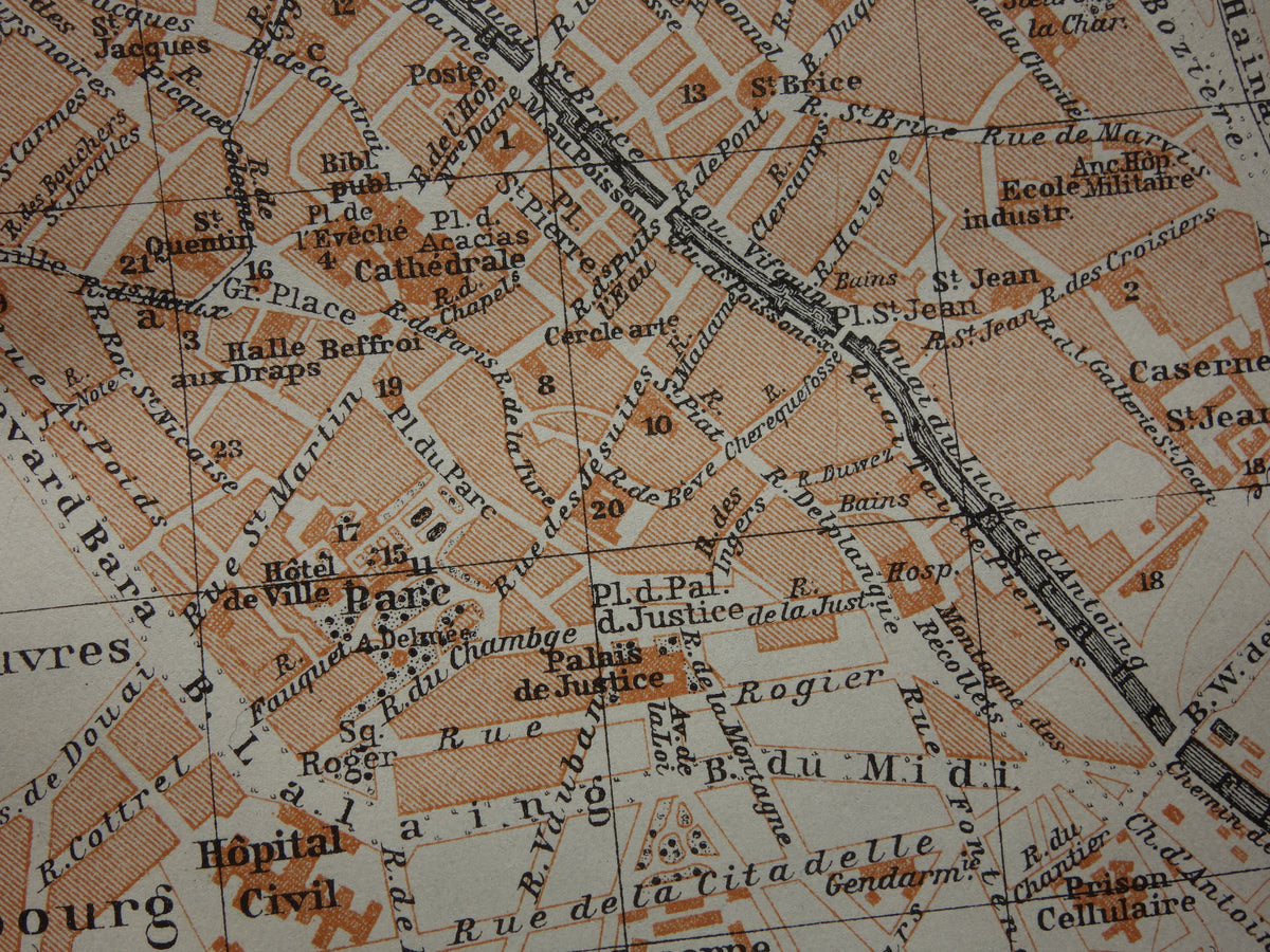 TOURNAI alte Karte von Doornik Belgien aus dem Jahr 1914 kleine originale antike Karte von Tournai / Doornik