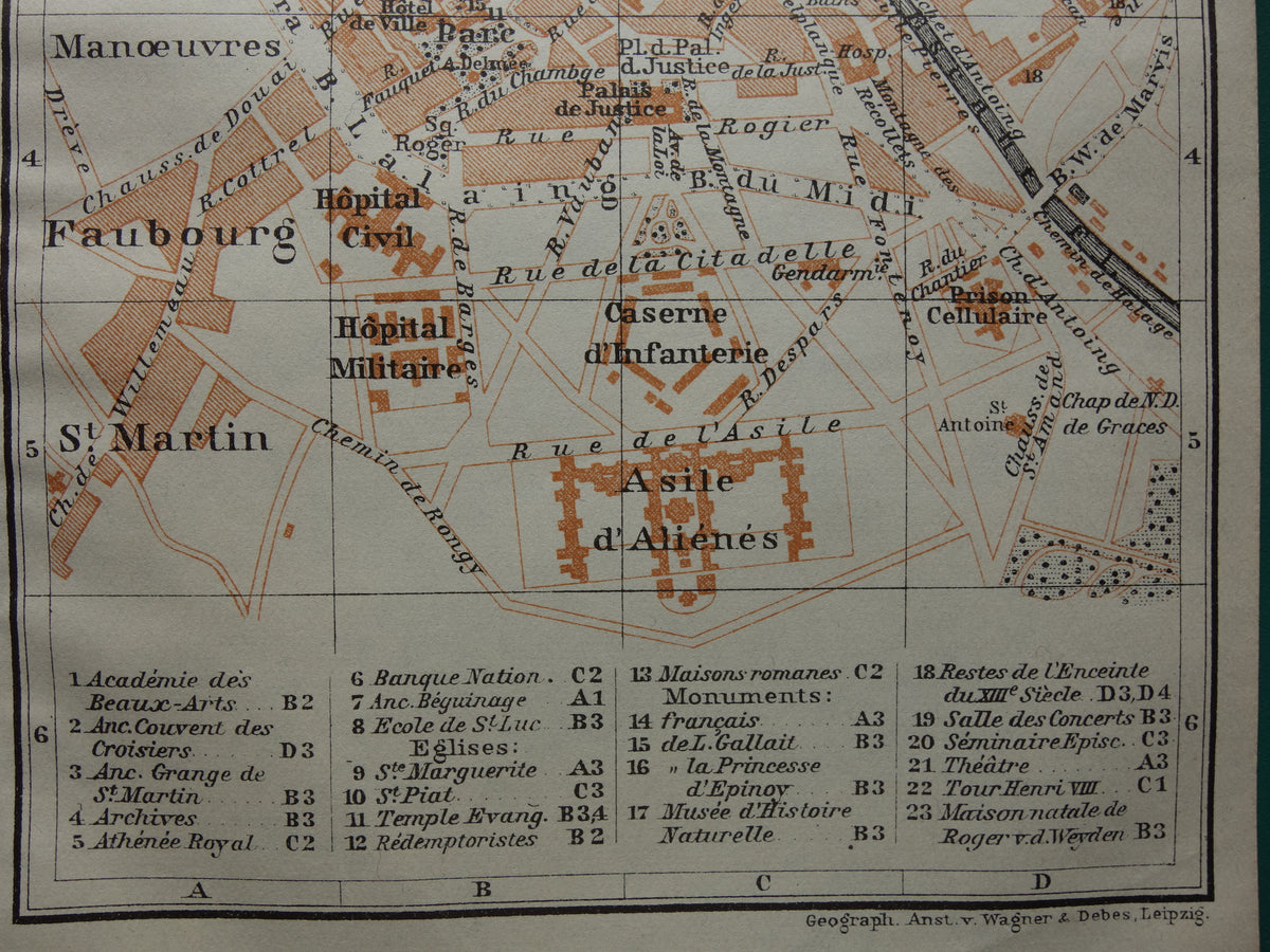 TOURNAI alte Karte von Doornik Belgien aus dem Jahr 1914 kleine originale antike Karte von Tournai / Doornik