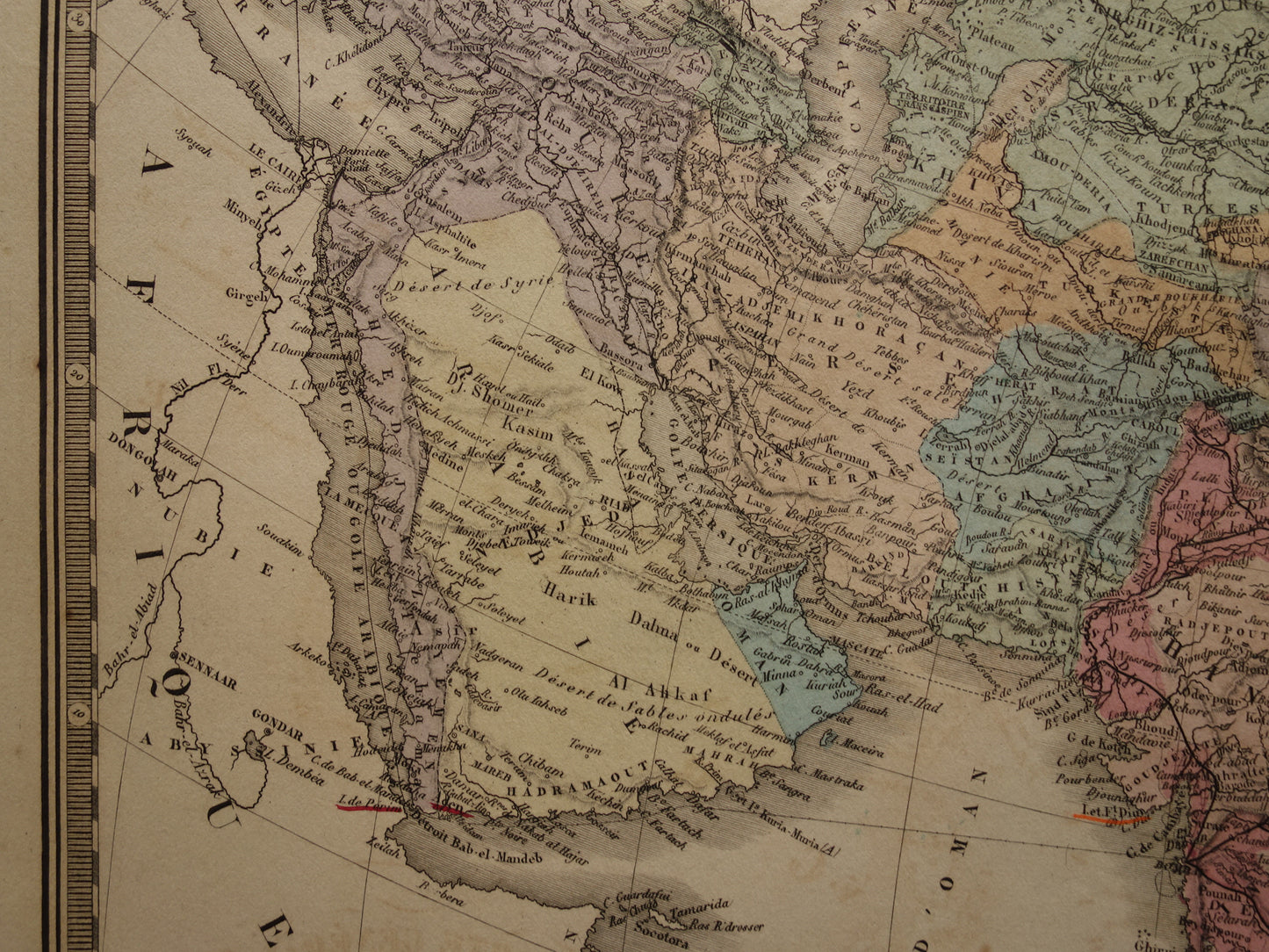 AZIË oude kaart uit 1876 originele antieke landkaart van continent Azië poster