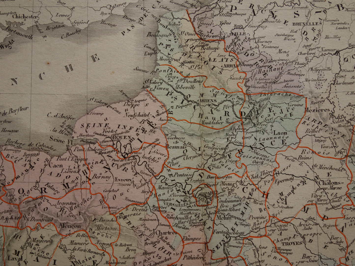 FRANKRIJK grote oude Franse kaart van Frankrijk in 1789 originele antieke handgekleurde landkaart poster start Franse Revolutie