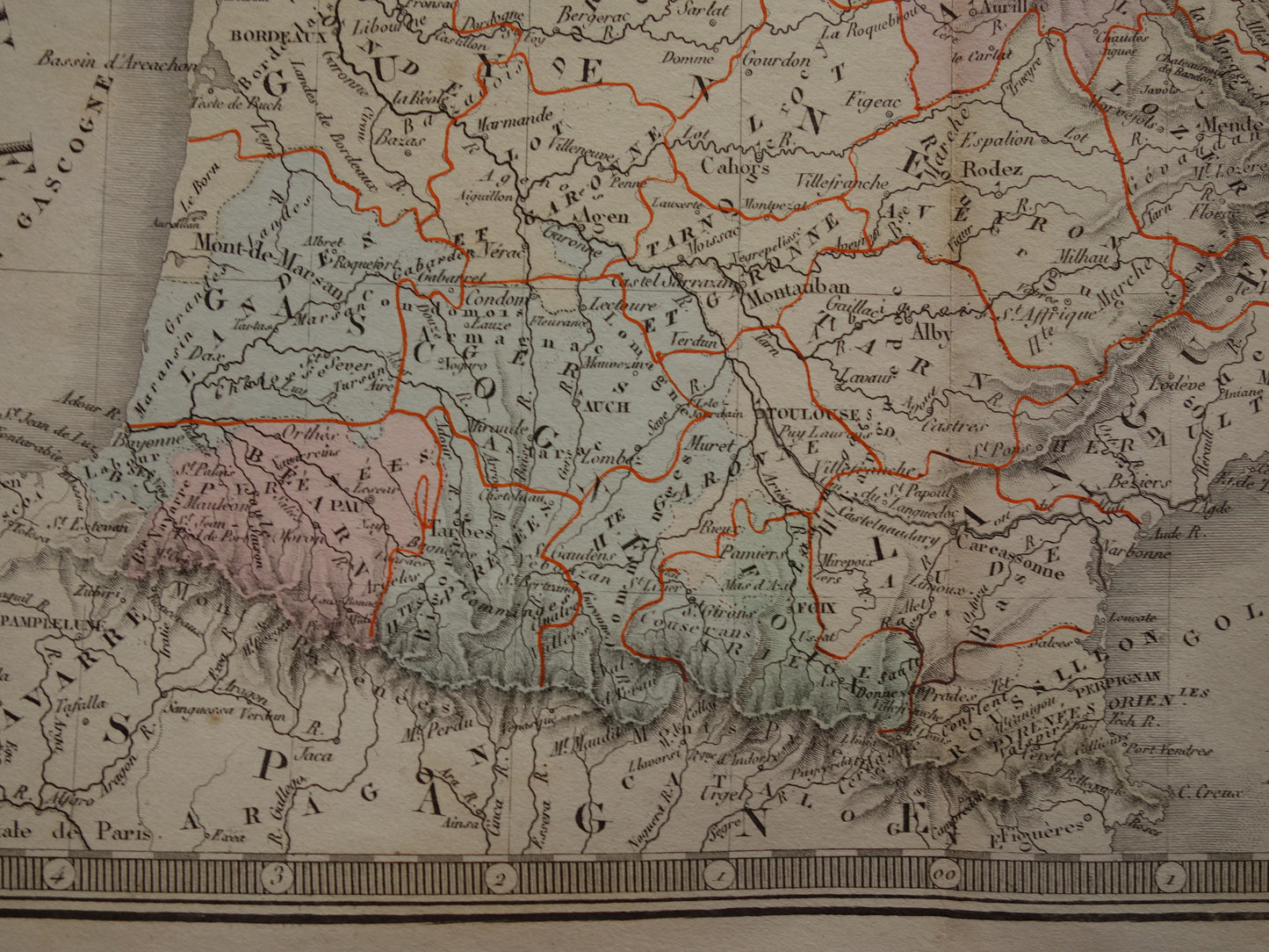 FRANKRIJK grote oude Franse kaart van Frankrijk in 1789 originele antieke handgekleurde landkaart poster start Franse Revolutie