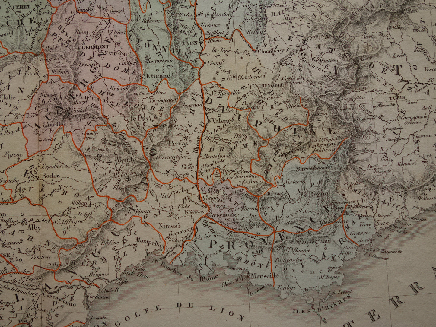 FRANKRIJK grote oude Franse kaart van Frankrijk in 1789 originele antieke handgekleurde landkaart poster start Franse Revolutie