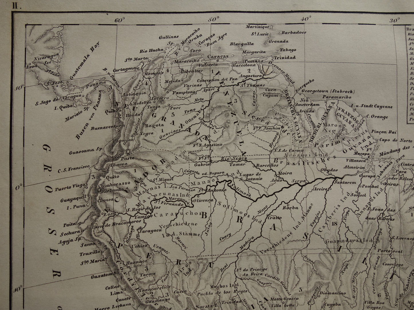 ZUID AMERIKA antieke kaart 170+ jaar oude landkaart van continent uit 1849 - originele vintage historische kaarten Brazilië Patagonië Suriname