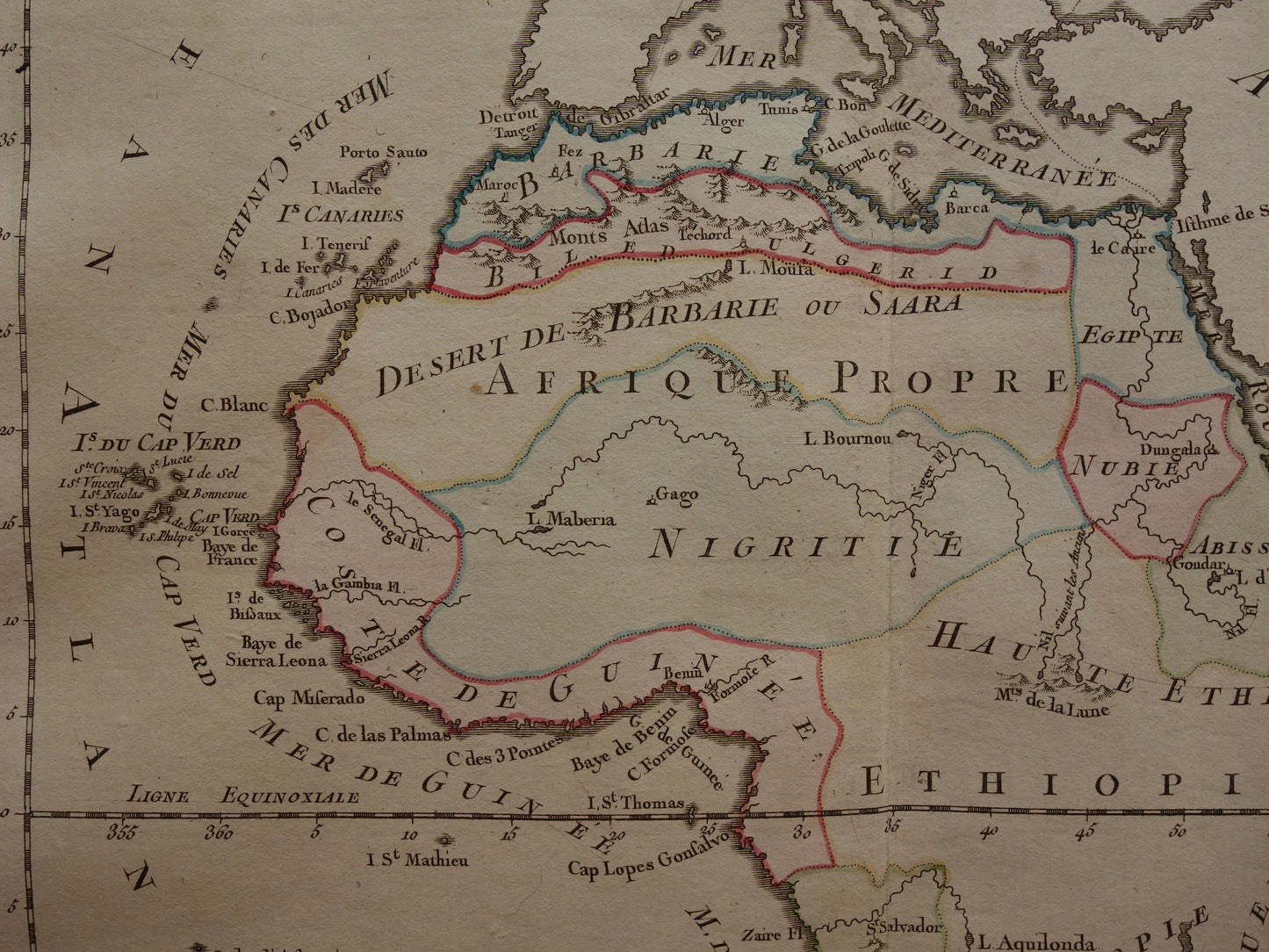 Antieke Landkaart Afrika uit 1761 Originele Oude Kaart Continent Afrika Vintage Kaarten
