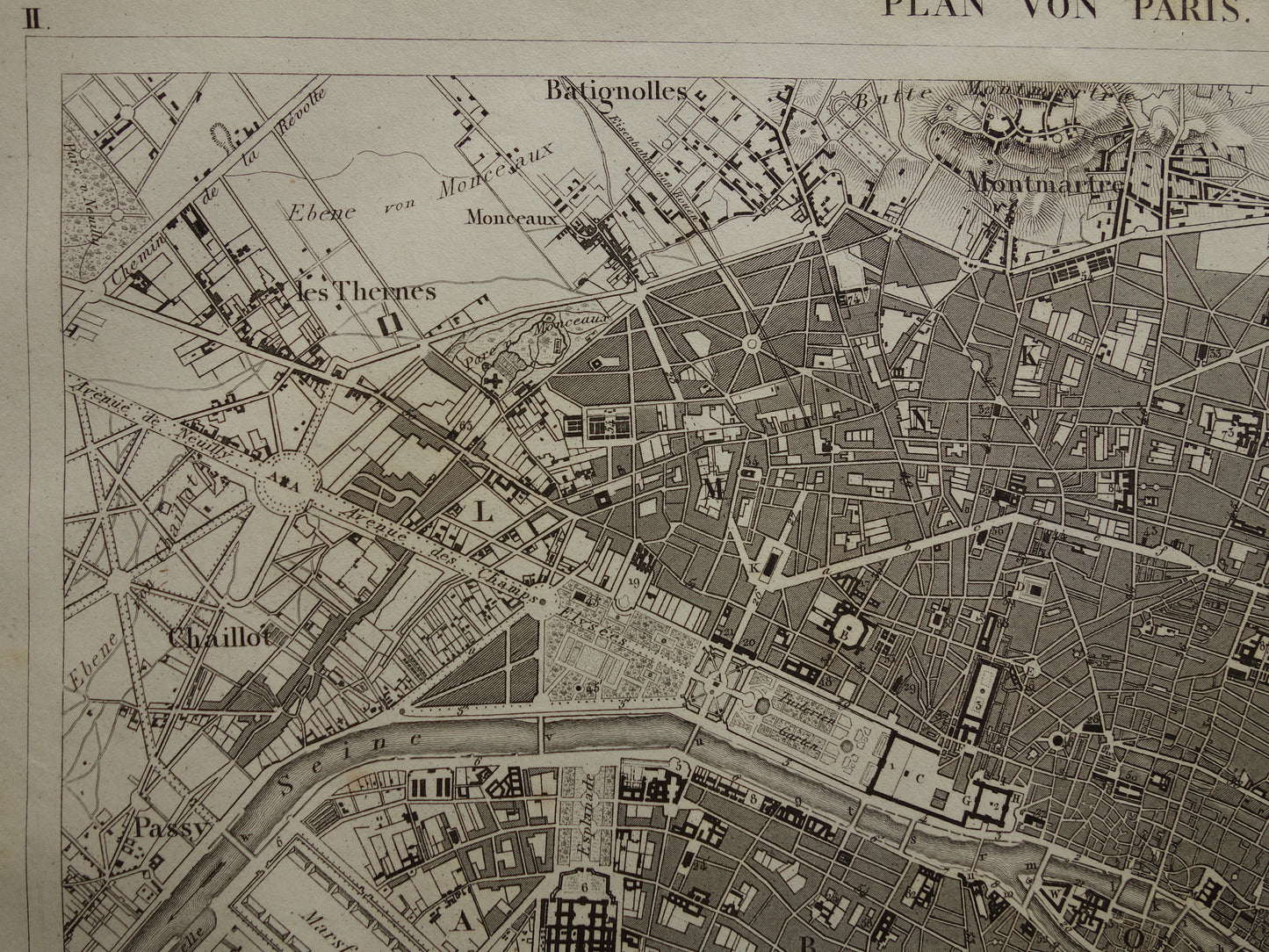 Oude plattegrond van Parijs 170+ jaar oude antieke kaart van Parijs uit 1849 originele vintage kaarten