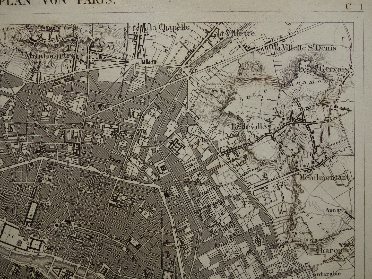Oude plattegrond van Parijs 170+ jaar oude antieke kaart van Parijs uit 1849 originele vintage kaarten