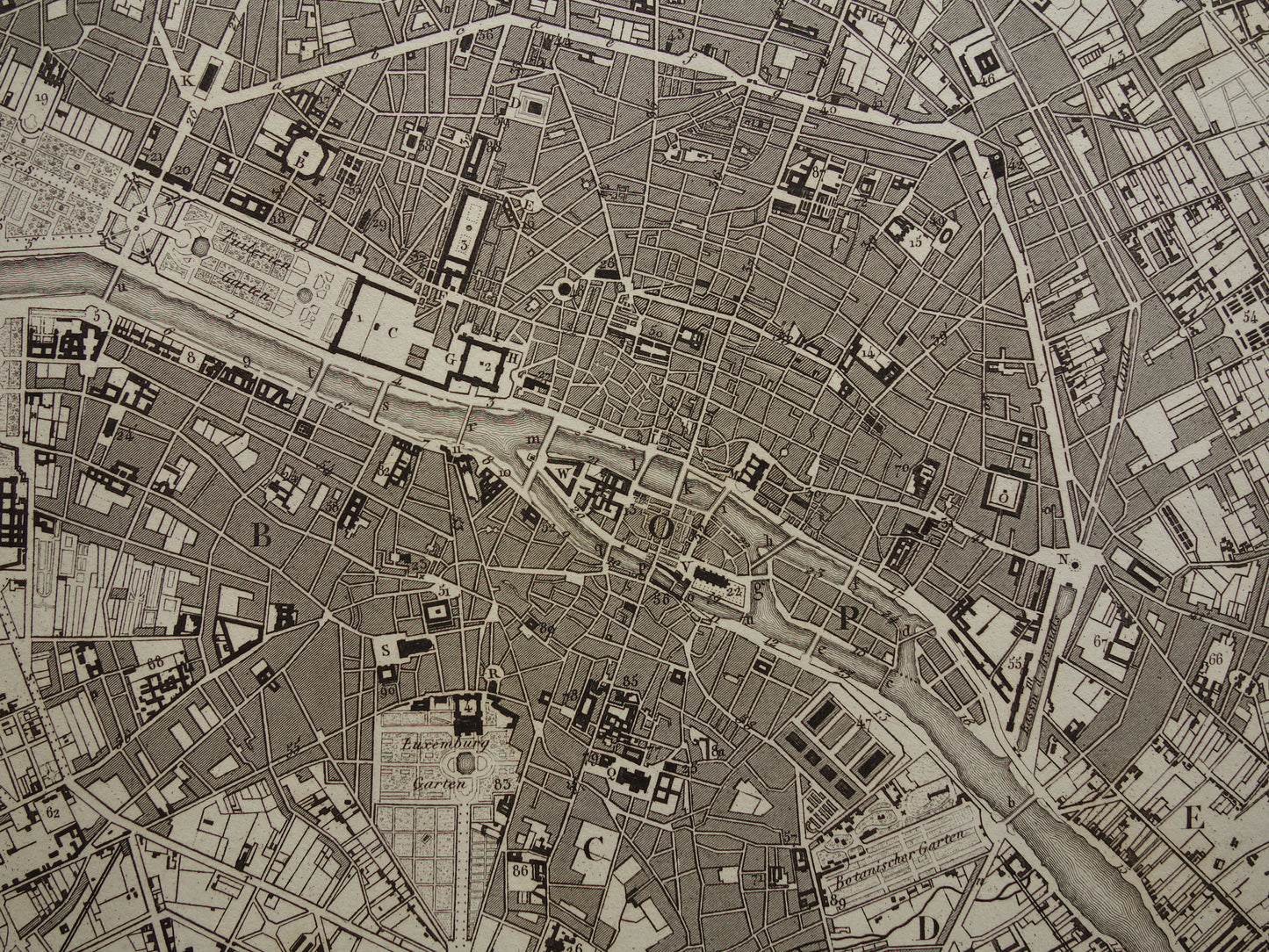 Oude plattegrond van Parijs 170+ jaar oude antieke kaart van Parijs uit 1849 originele vintage kaarten
