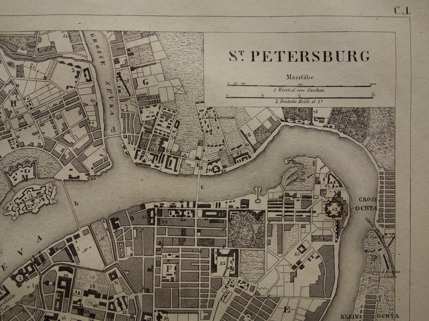 Warschau en Sint-Petersburg antieke plattegrond 170+ jaar oude kaart van Warschau en St Petersburg uit 1849 originele vintage kaarten