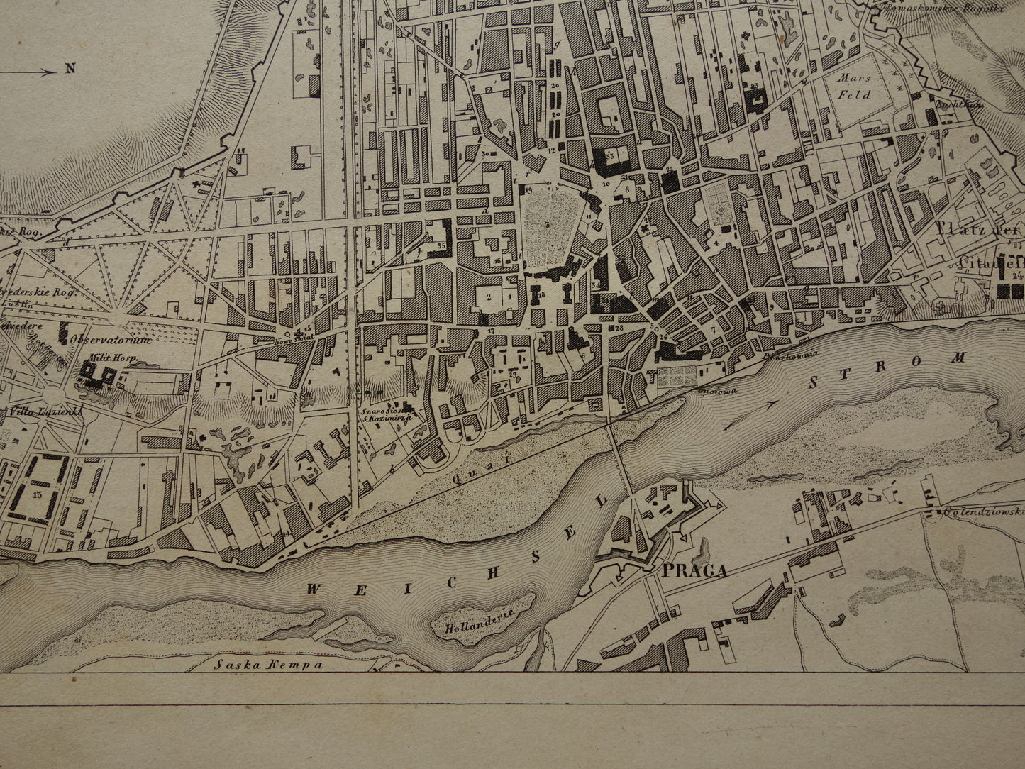 Warschau en Sint-Petersburg antieke plattegrond 170+ jaar oude kaart van Warschau en St Petersburg uit 1849 originele vintage kaarten