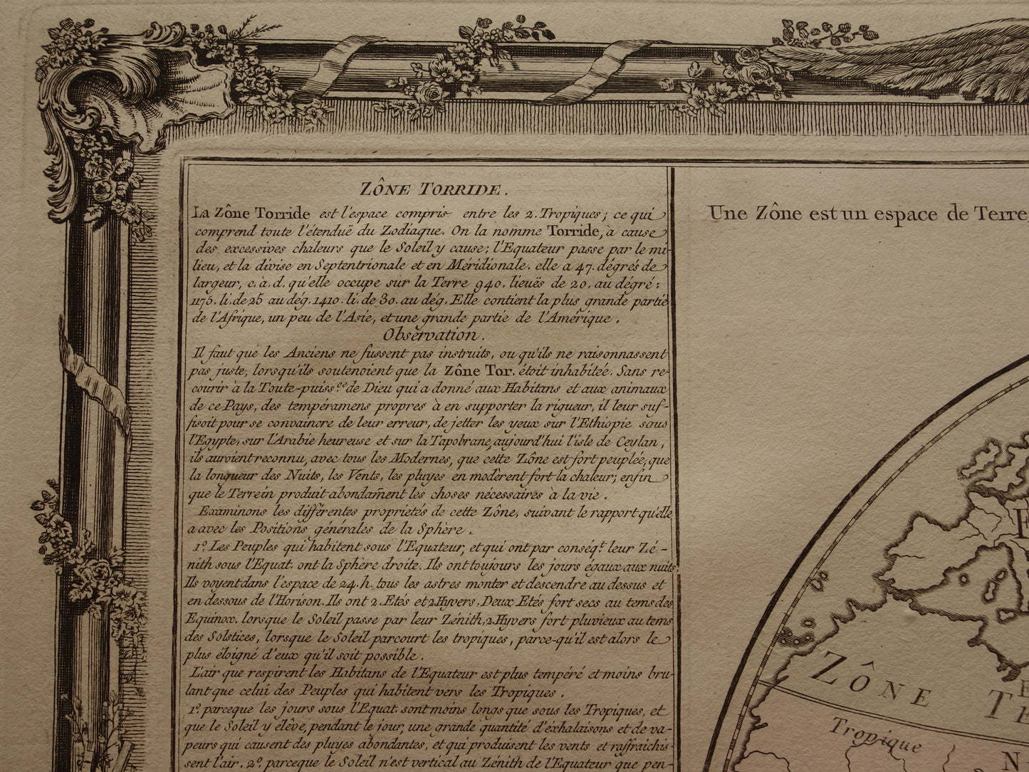 Oude Klimaat Kaart Oostelijk Halfrond uit 1761 Originele Antieke Franse Landkaart Klimaatzones Vintage Wereldkaart