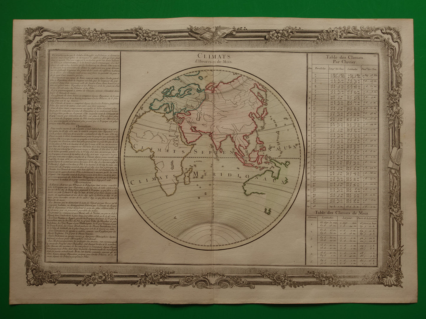 Oude Kaart Oostelijk Halfrond uit 1761 Originele Antieke Franse Landkaart Australië Incompleet Vintage Wereldkaart