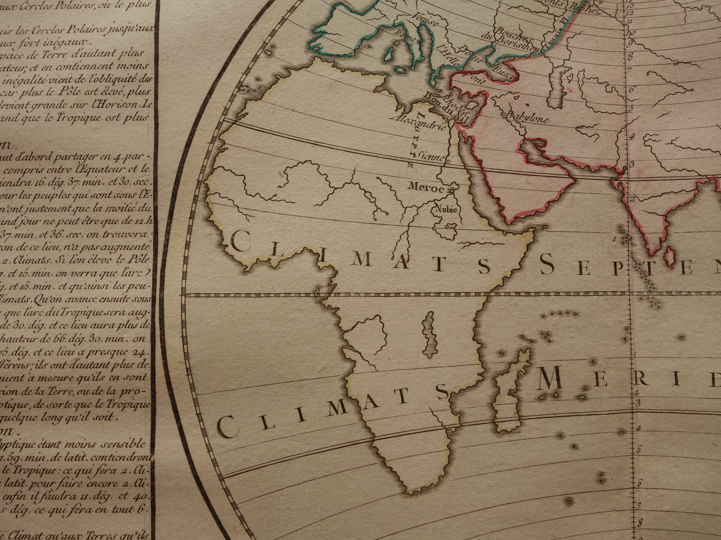 Oude Kaart Oostelijk Halfrond uit 1761 Originele Antieke Franse Landkaart Australië Incompleet Vintage Wereldkaart