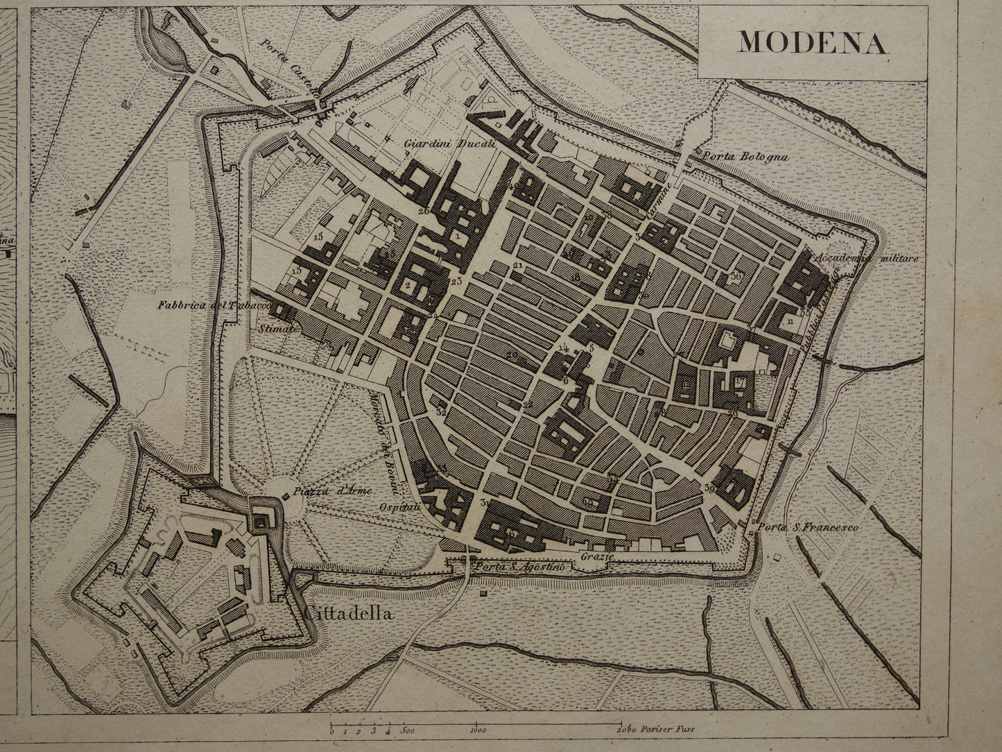 Florence Livorno Modena Ancona antieke plattegrond 170+ jaar oude kaart van Italiaanse steden plattegronden Italië uit 1849 - originele vintage historische kaarten