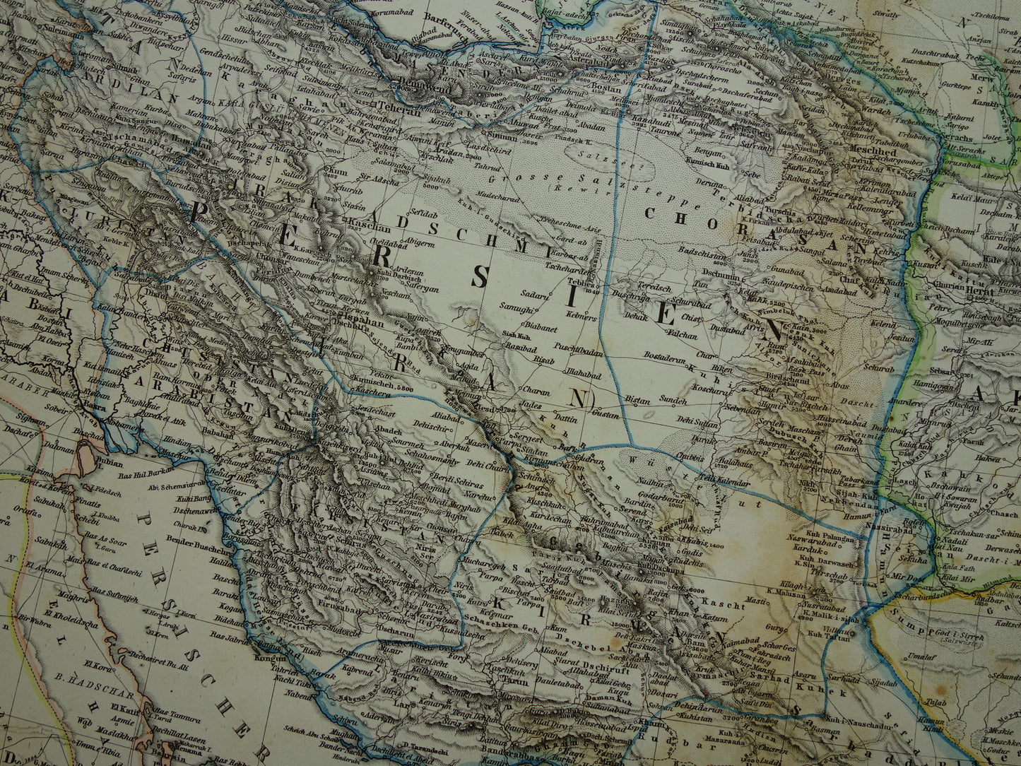 Oude kaart van IRAN uit 1884 Antieke handgekleurde landkaart Perzië Turkmenistan Kaukasus