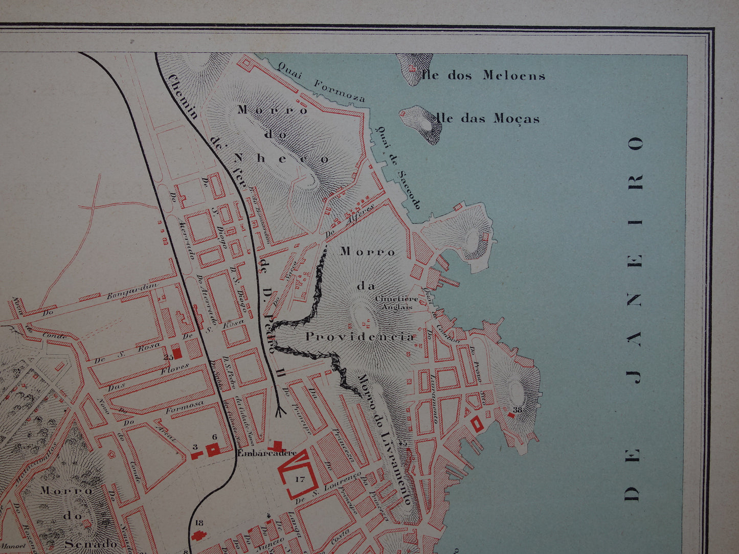 Rio de Janeiro oude kaart van Rio Brazilië uit 1877 originele antieke plattegrond vintage kaarten