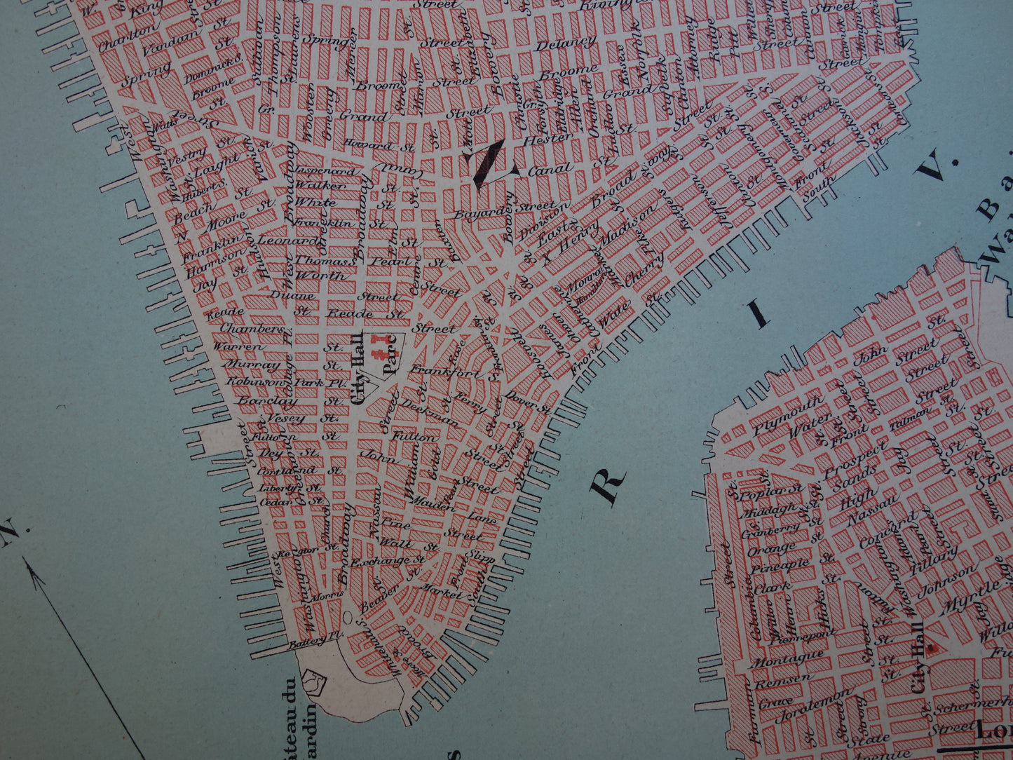 New York oude kaart van New York City uit 1877 originele antieke plattegrond vintage kaarten