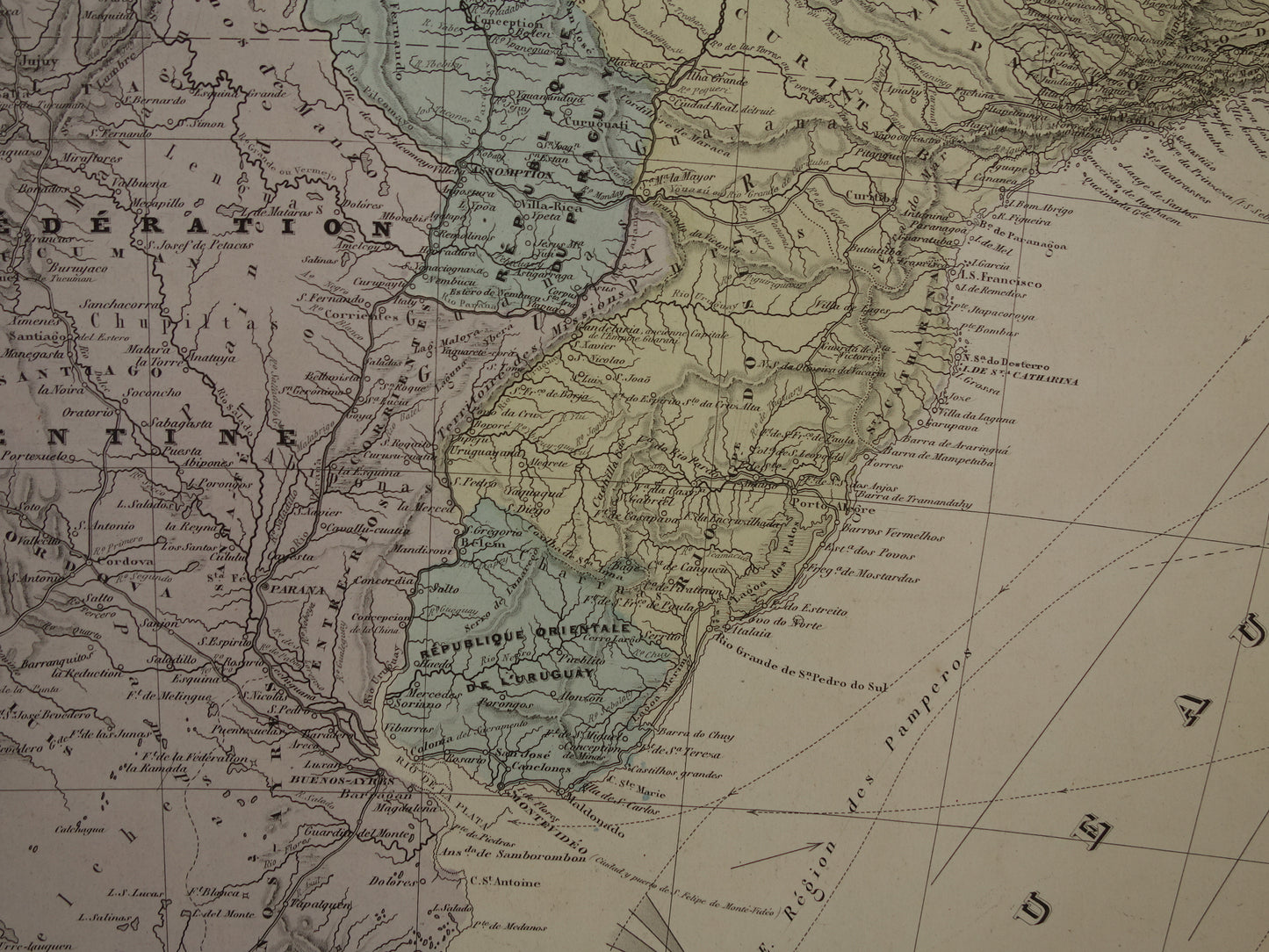 GROTE vintage landkaart van Zuid-Amerika 1880 originele oude antieke zeer grote kaart poster Brazilië