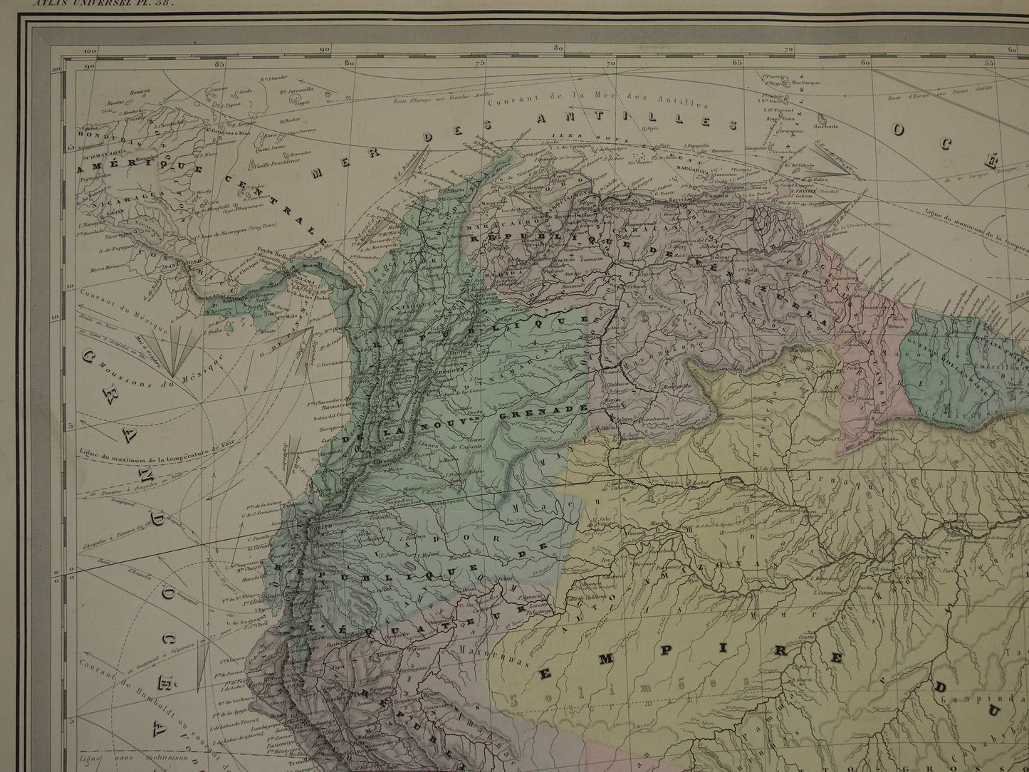 GROTE vintage landkaart van Zuid-Amerika 1880 originele oude antieke zeer grote kaart poster Brazilië