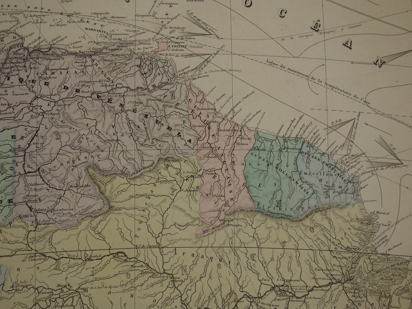 GROTE vintage landkaart van Zuid-Amerika 1880 originele oude antieke zeer grote kaart poster Brazilië