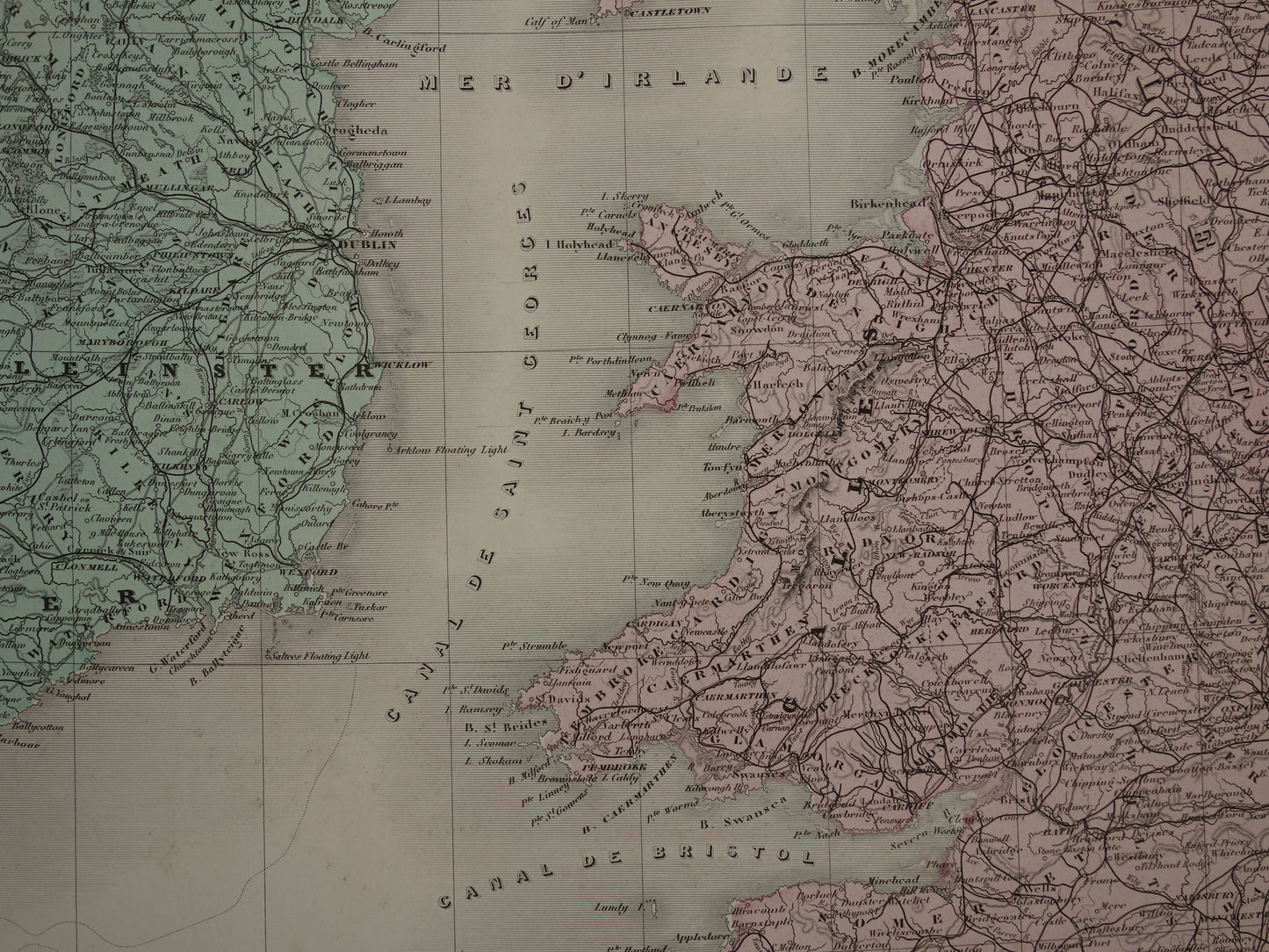 Oude landkaart van GROOT BRITTANIË en IERLAND Britse Eilanden Grote antieke Franse landkaart vintage poster