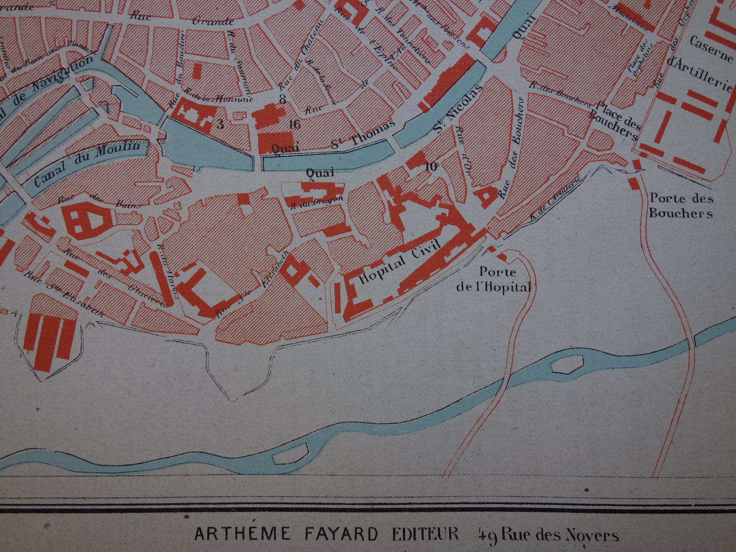 Straatsburg oude kaart van Strasbourg Frankrijk uit 1877 originele antieke plattegrond vintage kaarten