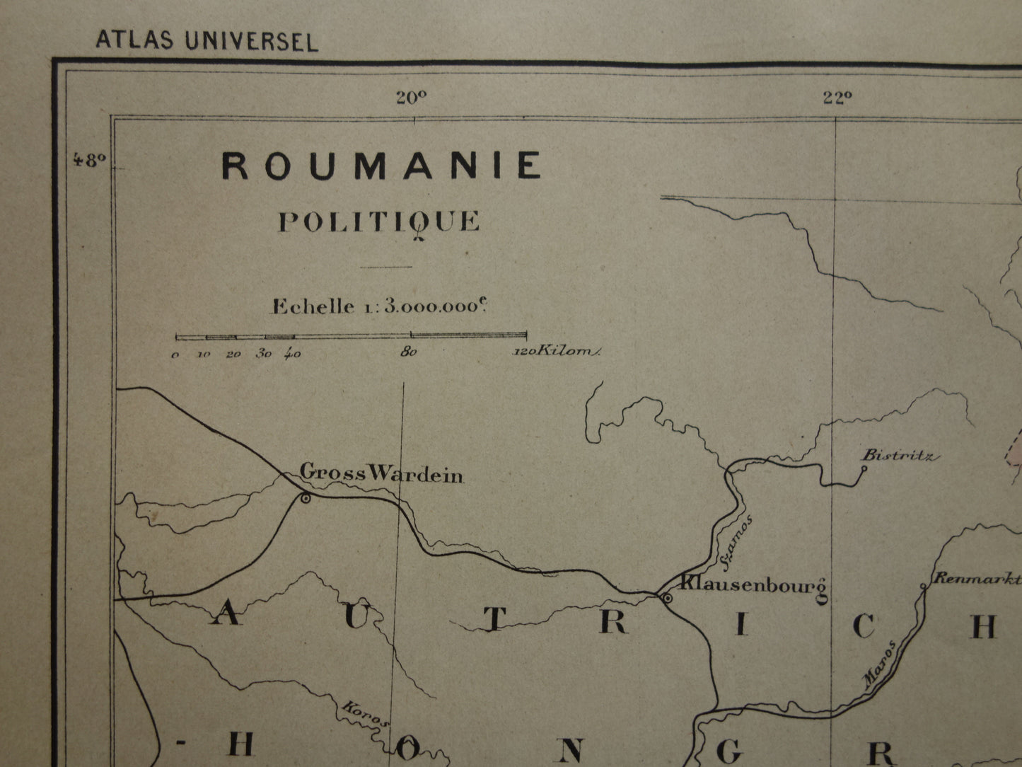 ROEMENIË oude landkaart van Roemenië uit het jaar 1896 origineel handgekleurde antieke kaart historische print Boekarest