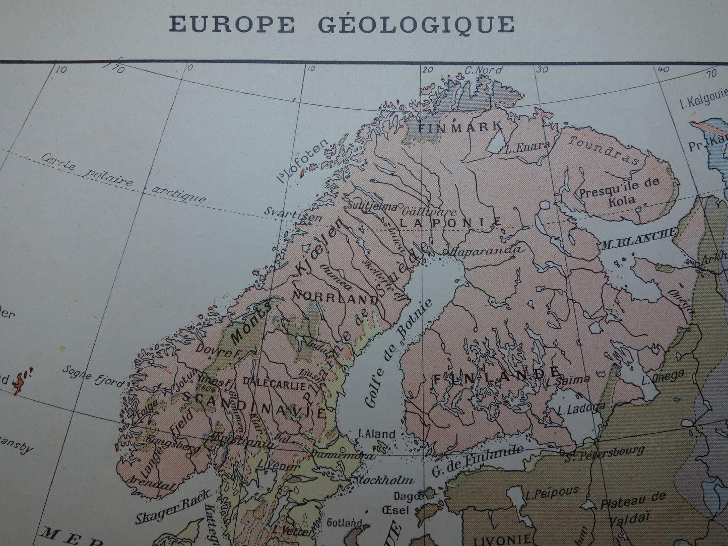 Oude geologische kaart van Europa Originele antieke geologie kaart continent Europa tijdschaal vintage kaarten